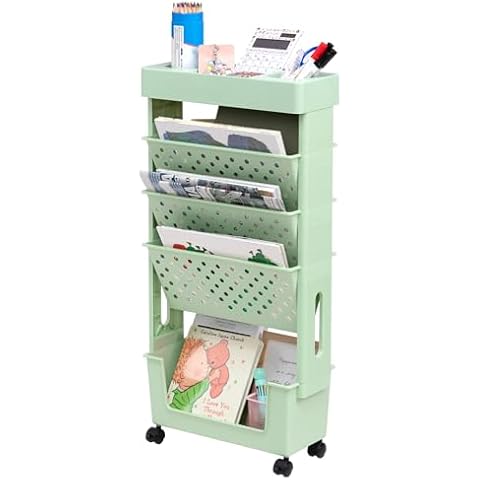 DOEWORKS Mobile Bookshelf Trolley with Wheels Cover