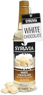 Syruvia Coffee Syrup, White Chocolate Flavored Syrup for Drinks, Lattes, and Desserts – 25.4 fl oz