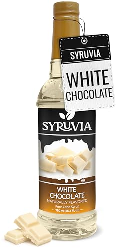 Syruvia Coffee Syrup, White Chocolate Flavored Syrup for Drinks, Lattes, and Desserts – 25.4 fl oz