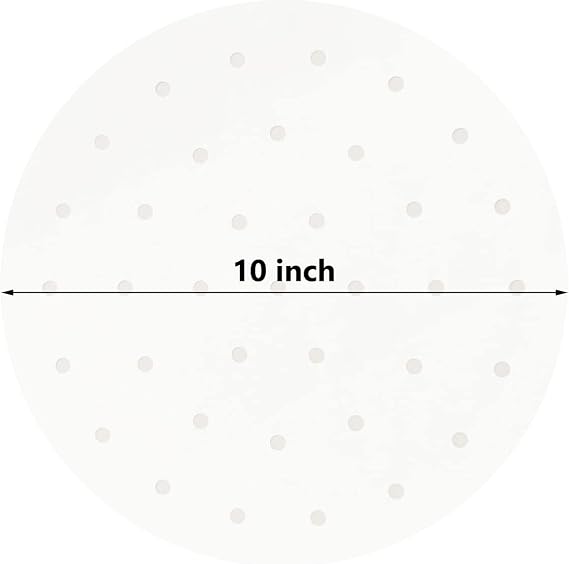 10 Inches Bamboo Steamer Liner, 50 PCS Round Air Fryer Parchment Paper with Holes for Air Fryer, White Non-Stick Steamer Liners