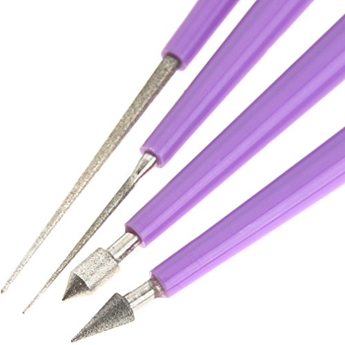 YINETTECH 4 PCS Diamond Tipped Bead Reamer Pearl Beading Hole Enlarger Craft Jewelry Tool, Purple - Image 2