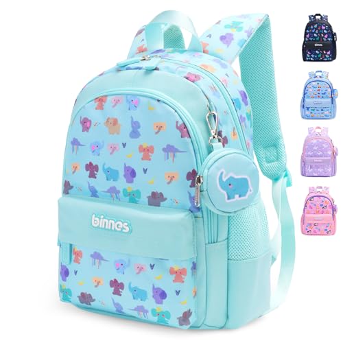 Reqinqin SUN EIGHT Toddler Backpack for Girls with Coin Purse, 14.5" Preschool Bag, Non-Toxic & Ripstop Fabric, Lightweight Gradient Pink Purple School Bag for Kids Age 2-6,Green