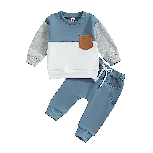 Image of FYBITBO Toddler Baby Boys Fall Winter Clothes Pullover Sweatshirt Long Sleeve Shirts and Pants 2 Piece Outfits Clothing Set