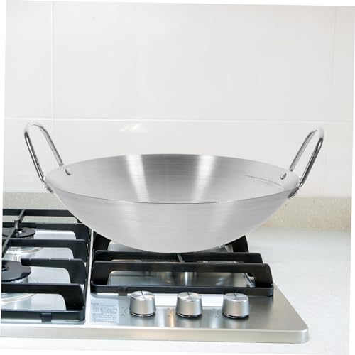 Wok de acero inoxidable con doble asa y fondo redondo miniatura 4