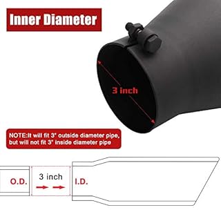 3 Inch Black Exhaust Tip, Richeer Universal 3" Inside Diameter Diesel Exhaust Tailpipe Tip, 3 x 4.5 x 9 Clamp On Design with Ball End L Wrench