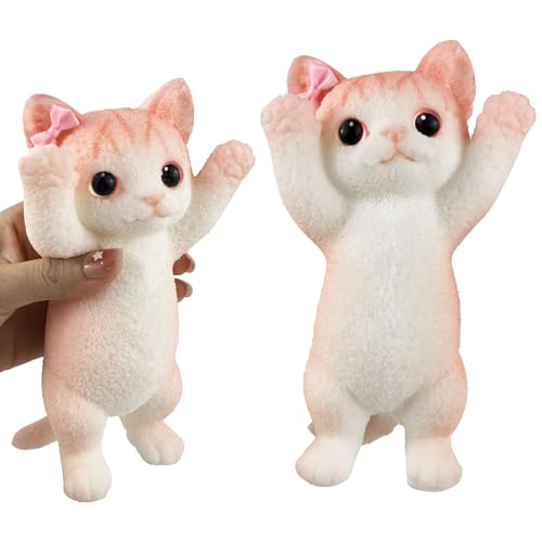 Image of Big Hand Painted Cat Squishy Toys,Large Cute Ultra Soft Kitty Squeeze Fidget Toys for Stress Relief ,Kawaii Squishies Sticky Animal Toys for Adults Kids,Decompression Sensory Balls Toys (FB)