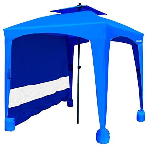 Beach Cabana Canopy Shelter – Cool Sun Shade Tent – 6’ X 6’ - UPF 50+ - Waterproof - Easy Setup – 2 Layer Wind Vent Umbrella – 6 Ft X 6 Ft – BONUS Sidewall – Beach, Lake, Park W/Family - 2 to 4 People