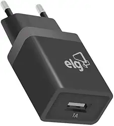 ELG, WC1APT, Carregador de Parede Universal, 1 Saída USB 1A, Carga Rápida Speed Plus Port, Bivolt Automático, Ampla Compatibilidade, Preto