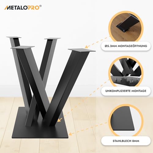 Pied de table en métal robuste central style industriel noir - 6