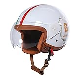 Vintage 3/4 Open Face Motorcycle Helmet,with Visor Retro Motorcycle Half Face Helmet DOT Approved Ad