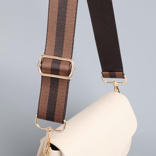 Image of chushui Wide Bag Strap Replacement Crossbody Shoulder Strap Adjustable, Classic Striped Preppy Vertical Stripe Woven with Gold Hardware 29-51 Inches for Purses Handbags Totes