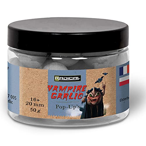 Radical Vampire Garlic Pop Ups Boilies-Cebo para Pesca de Carpa, Blanco, 50 g Cover