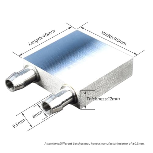 Bloque de refrigeración por agua de aluminio horizontal de 40x40x12 mm para CPU 3