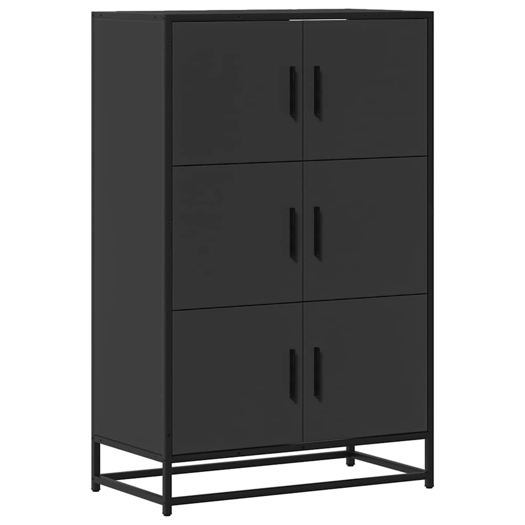 Highboard nero, 68 x 35 x 106,5 cm, in legno e metallo, moderna credenza con 3 scomparti, robusta cassettiera per corridoio, soggiorno, ufficio