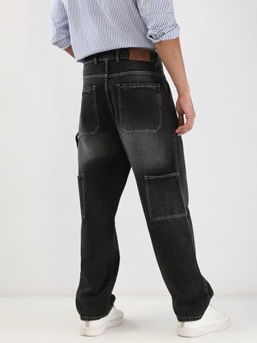 Image of Urbano Fashion Men's Loose Baggy Fit Cargo Carpenter Jeans with 6 Pockets Non-Stretchable