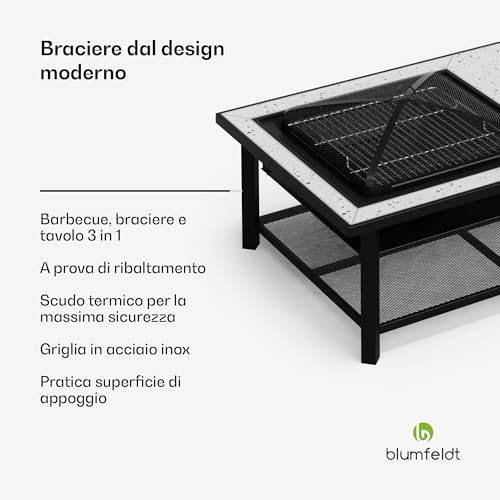 Blumfeldt Merano Avanzato L - Braciere 3 in 1 con funzione grill, utilizzabile come tavolo, 122 x 87 cm - 2