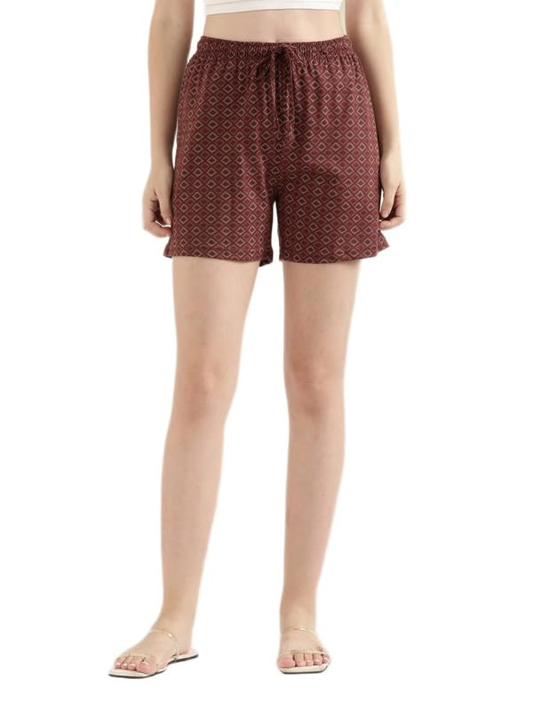 Soft Cotton Lounge Shorts Above Knee for Women| Breathable, Mid Rise, Brown