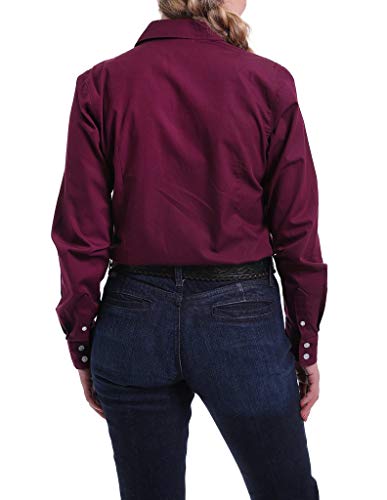 Cinch Women's Solid Long Sleeve Shirt, Burgundy, S