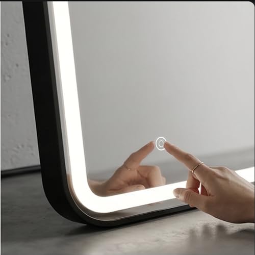 Image of The Artment Black Halo Arch LED Full-Length Unbreakable Mirror,Modern Floor Mirror with Touch Sensor,Dimmable Lighting,Slim Metal Frame, Freestanding or Wall-Leaning (160 x 50 CM)