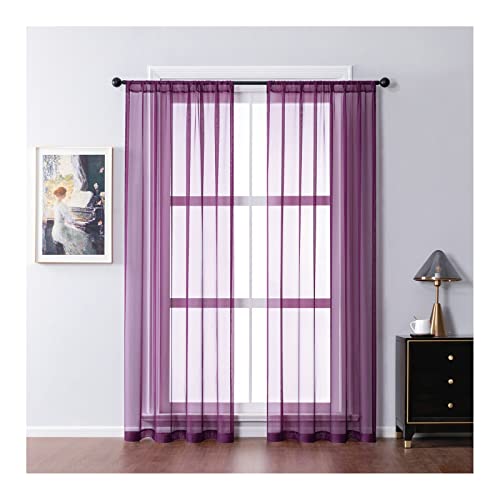 Cortinas para dormitorio KnSam semitransparentes lilas para ventanas de salón de 244x132 cm 2