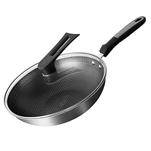 Wok de acero inoxidable 304 con textura panal y mango desmontable miniatura 1