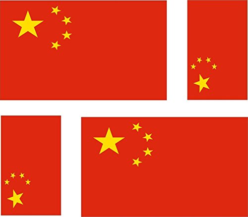 Akachafactory 4 x Autocollant Sticker Voiture Moto Valise pc Portable Drapeau Chine Chinois