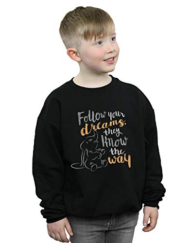 Disney Boys Dumbo Follow Your Dream Sweatshirt Black 7-8 Years