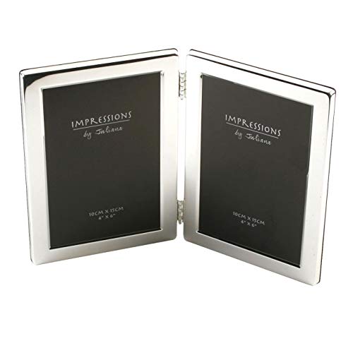Juliana Impressions Silverplated 4" x 6" Hinged Double Photo Frame 3499