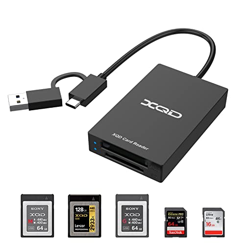 XQD SD Card Reader USB 3.0, USBA/Type C XQD/SD Card Reader, Dual Slot, Geheugenkaartlezer, compatível com Met Sony G/M Series, Lexar USB Mark Cards, Sony G Series, voor Windows/Mac OS/LL inux