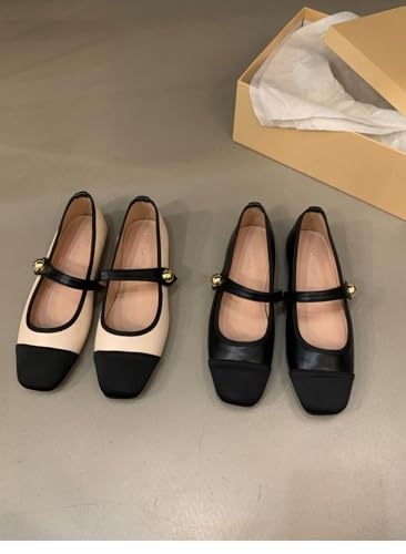 Women's Classic Mary Jane & Ballet Flats - Premium Leather Dress Shoes, Business Office Round Toe Black Flats for Women2