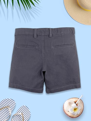 Image of KiddoPanti Boys Solid Cotton Woven Knee Length Formal Shorts