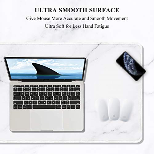 Image of Auhoahsil Large Mouse Pad, Full Desk XXL Extended Gaming Mouse Pad 35 inch X 15 inch, Waterproof Desktop Mat with Stitched Edge, Non-Slip Laptop Computer Keyboard Mousepad for Office and Home, Marble Design
