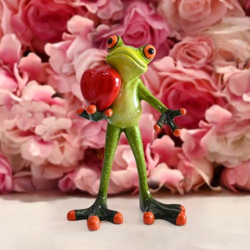 Juliahestia Frog Figurine Home Decor Gift For Women Mom Girl Collectible Statue Office Desk Table Shelf Funny Holding Red Heart Small Valentines Day Decorations Room Decor Ornament thumb #3