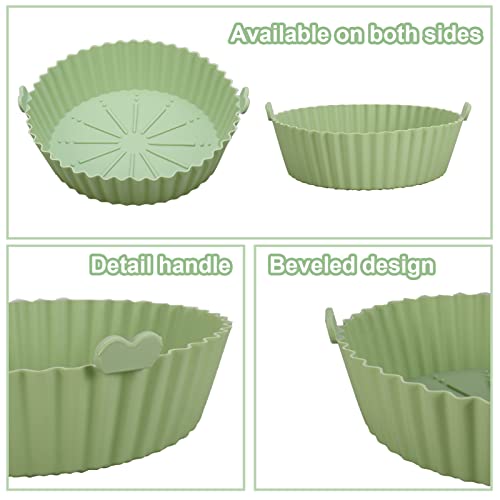 Smilcloud 2Pcs Air Fryer Silicone Liner,5.3 Inch Round Silicone Pot Baking Pan Heat Resistant Up to 482°F Air Fryer Liners Replacement Silicone Mats Basket Universal Fit for Ninja/Cosori