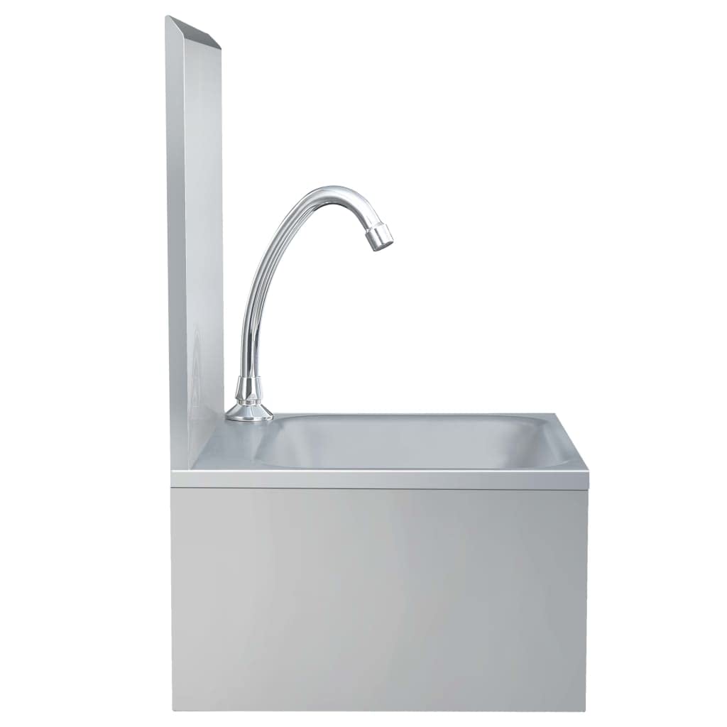vidaXL Gastro Handwaschbecken mit Wasserhahn Wandmontage Spülbecken Spüle Küchenspüle Gastrobecken Edelstahlspüle Waschtisch Edelstahl