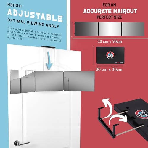 LIPFISBARBERSHOP.COM The 360 Mirror - 3 Way Mirror for Self Hair Cutting - Adjustable Trifold Barber Miror to Cut Your Own Hair - Tri Fold Self Haircut System for Men and Women Braiding - Three Sided Miror for Haircuts