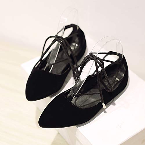 Gicoiz Women Pointed Toe Lace Up Casual Ballet Flats3
