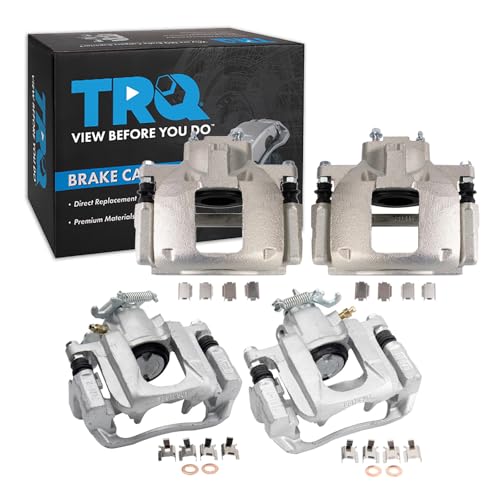 Image of TRQ Front and Rear Brake Caliper Set Zinc Coated Brackets Hardware Compatible with 2008-2016 Chrysler Town and Country 2008-2016 Dodge Grand Caravan 2012-2015 Ram C V 2009-2014 Volkswagen Routan