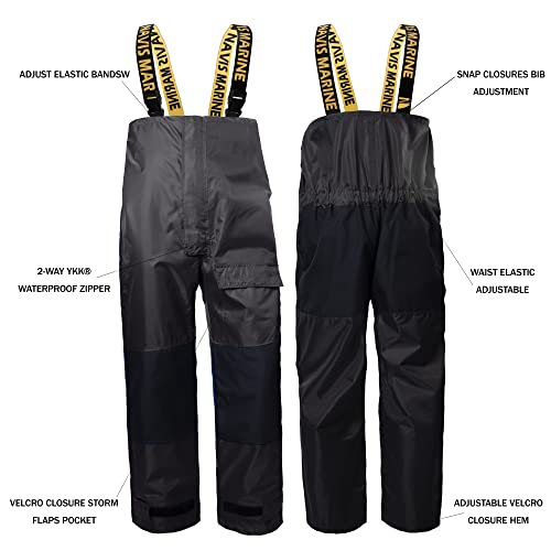 Sailing Jacket with Bib Pants Overall Waterproof for Men Women Fishing Rain Suits Coastal (Carbon, Medium) - Thumbnail 6