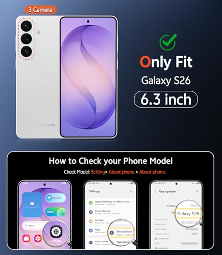 Image of FNTCASE for Samsung Galaxy S26 Case: Clear Magnetic Phone Cases with Screen Protector Compatible with Magsafe Slim Anti Yellowing Shockproof Protective Transparent Cover (Purple Magnetic)