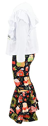 Unique Baby 2 Piece Girls Double Bell Bottom Leggings Outfit with Long Sleeved Shirt Kid and Toddler Clothes Set3