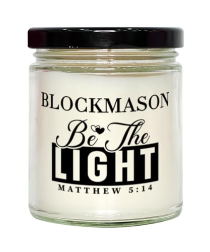 Bible Verse Blockmason Candle,Christmas Gifts for Blockmason Be The Light Mattew 5:14 Gifts for Women Coworker Blockmason Birthday Candle Christmas Gifts, Housewarming, Soy Wax, Scented, Decor