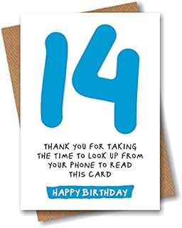 14th Birthday Card - Funny Joke for 14 Year Old - Blue