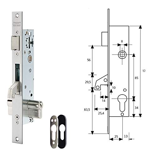 Tesa Assa Abloy - Serratura Monopunto, Per Profili Metallici, 2240253Ni