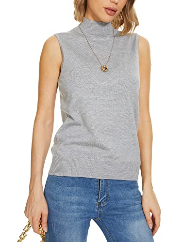 Image of INKOFF Sleeveless Mock Neck Turtleneck Knit Tops Women Dressy Casual Sweater Vest Business Work Tank