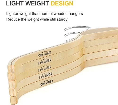 Topia Hanger Slim Natural Wood Hangers With Extra Soft Non-Slip Rubber Grips, 18-Pack High-Grade Fashion Hanger No Shoulder Bump For Sweater thumb #3