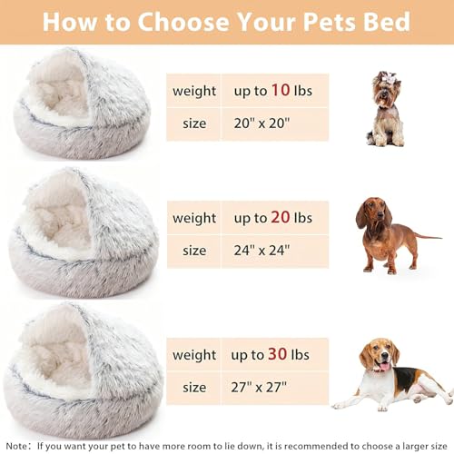 SHJOEE Flauschig Hundebett Muschelform 50cm Katzenbett Warm Tierbett Haustierbett Waschbar Hundesofa Katzensofa Plüsch Hundekorb Katzenkorb Weiche Kuschelbett für Den Schlaf im Innenbereich