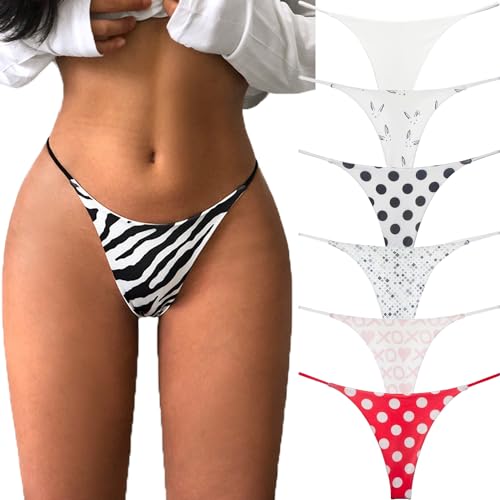 Image of VISSAY Cotton Thongs for Women Pack,Low Rise Ladies Underwear,Sexy Stretch Breathable Comfortable Thong Panties 6 Pack
