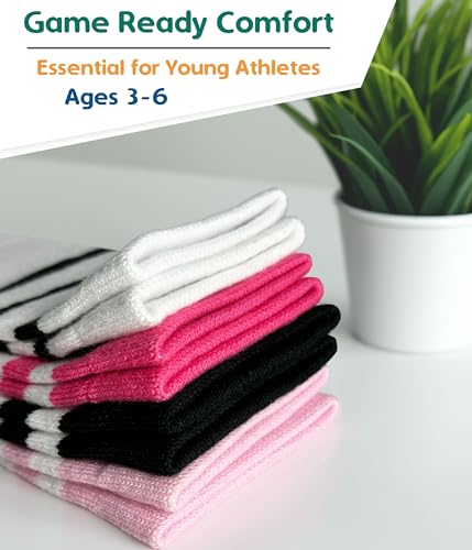 Winterlace Youth Kids Soccer Socks | 4 Pairs | Boys Girls 3-6 Years Toddler | Athletic Sport Knee High Tube Sock2