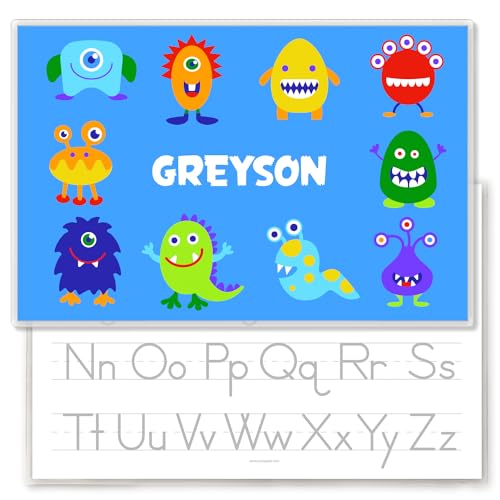 Monsters Personalized Placemat for Kids, 18 Inches x 12 Inches, Laminated, by Art Appeel